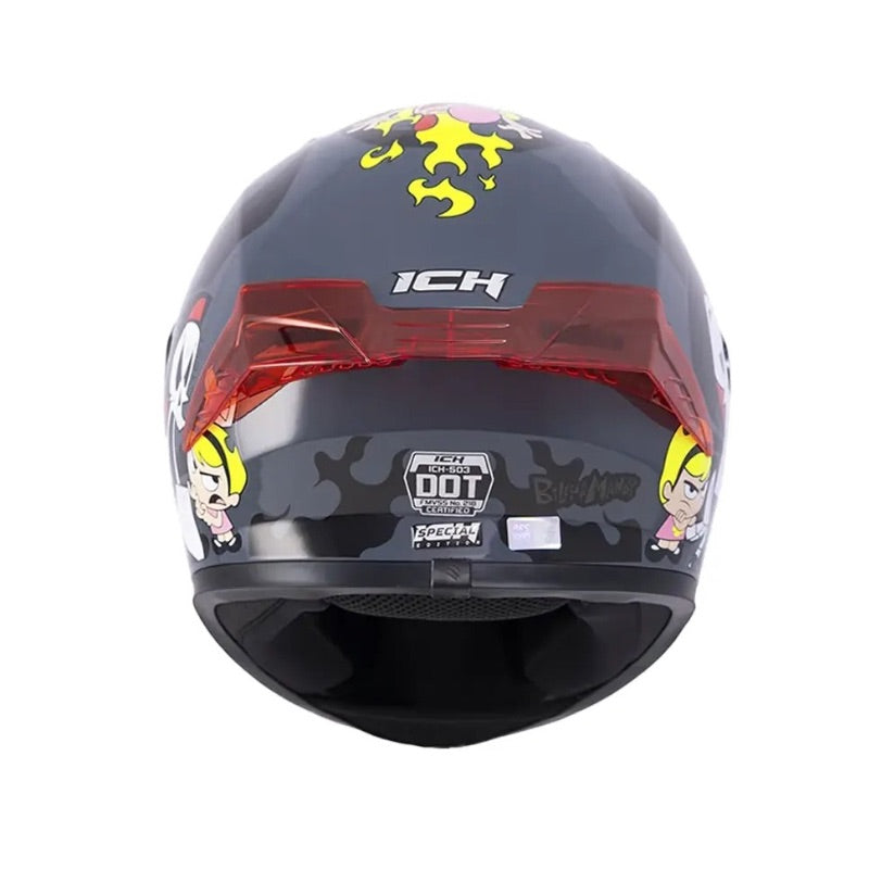 CASCO ICH-503 BILLY Y MANDY GRIS OSCURO GRIS VISOR PLATA