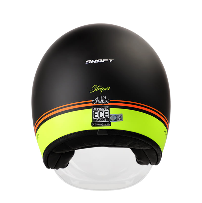 CASCO SHAFT SH-121 SCRAMBLE STRIPES MATE NEGRO AMARILLO NEON