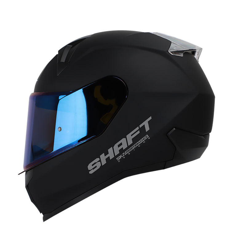 CASCO SHAFT SH-560 SOLID MATE NEGRO NEGRO VISOR IRIDIUM AZUL
