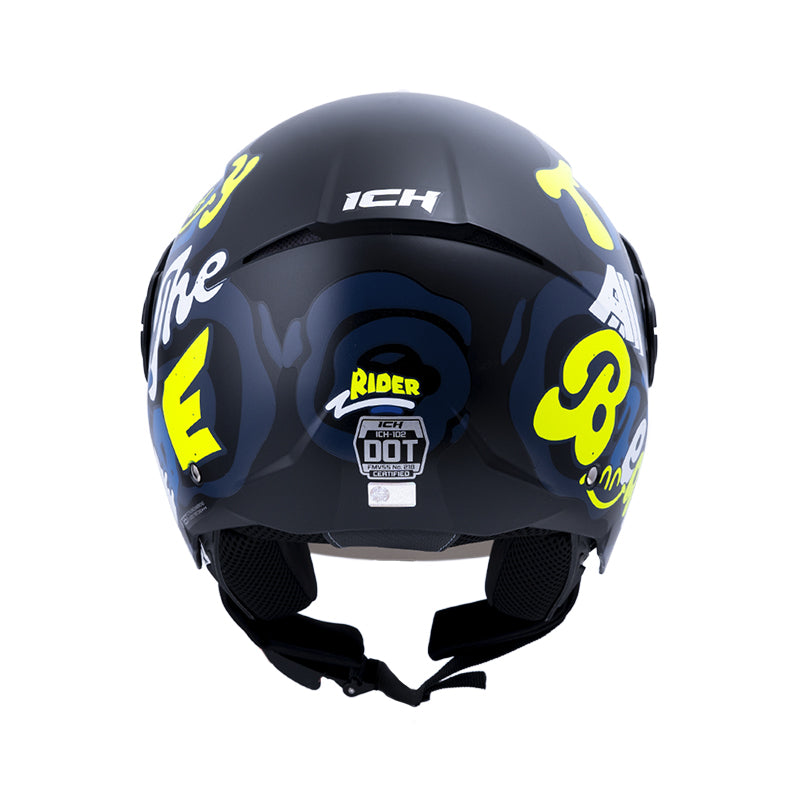 CASCO ICH ICH-102 RIDER MATE NEGRO AMARILLO NEON VISOR HUMO