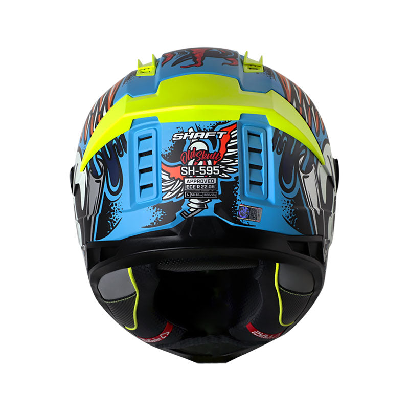 CASCO SHAFT SH-595 OLD SKULL MATE AZUL ROJO VISOR IRIDIUM