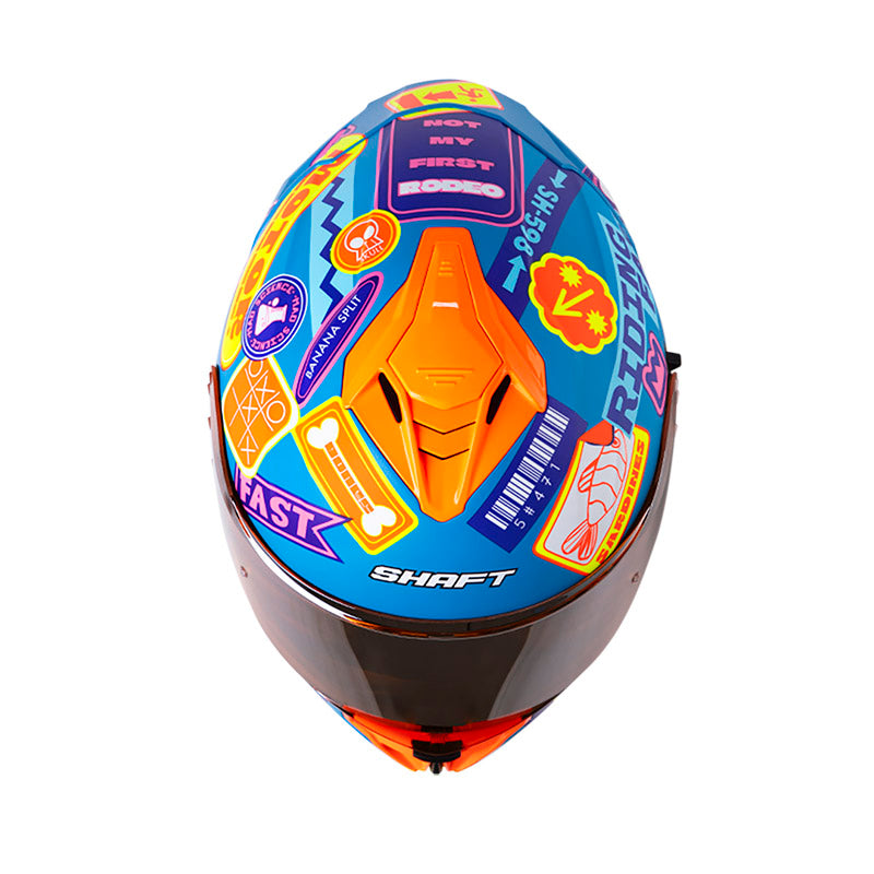 CASCO SHAFT SH-598GTR RANDOMIZE MATE AZUL NARANJA NEON