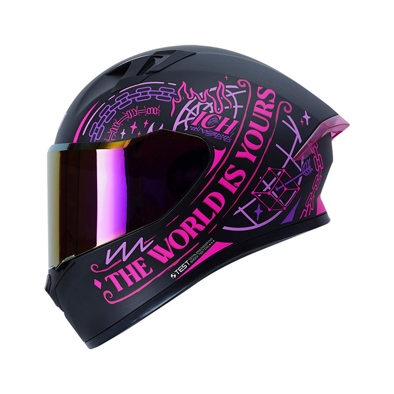 Casco Ich 503 CASCO ICH ICH-503 NAS MATE NEGRO FUCSIA VISOR MORADO