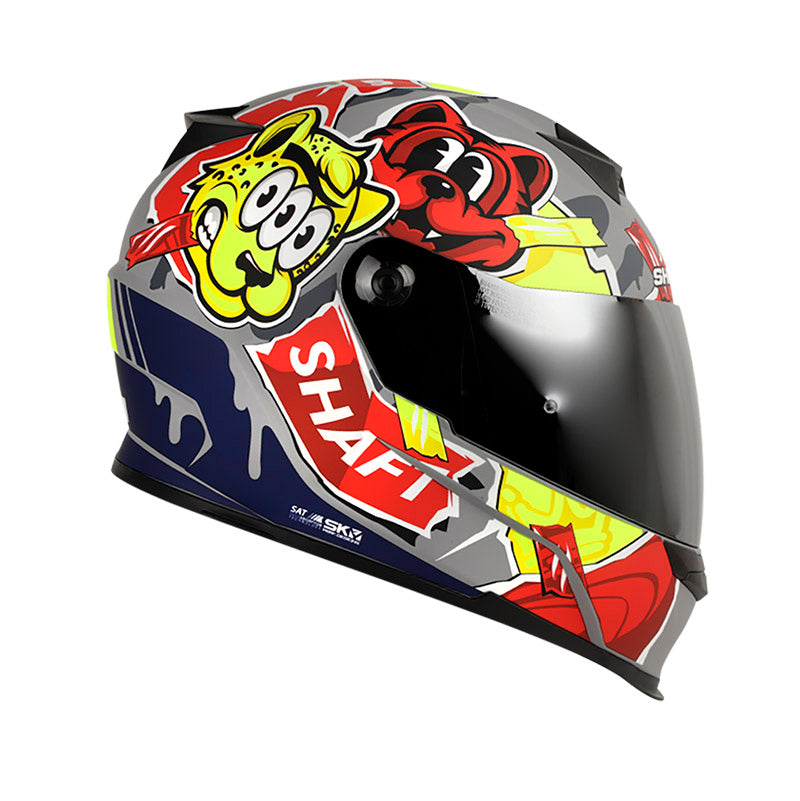 CASCO SHAFT SH-502 PRINT MATE NARDO AMARILLO VISOR PLATA