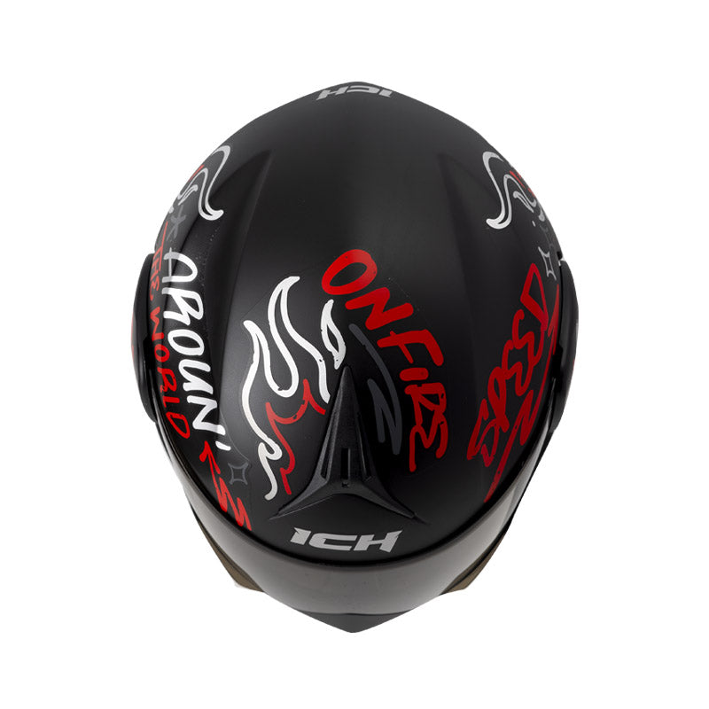 CASCO ICH ICH-3110DV NO FEAR MATE NEGRO ROJO VISOR ROJO