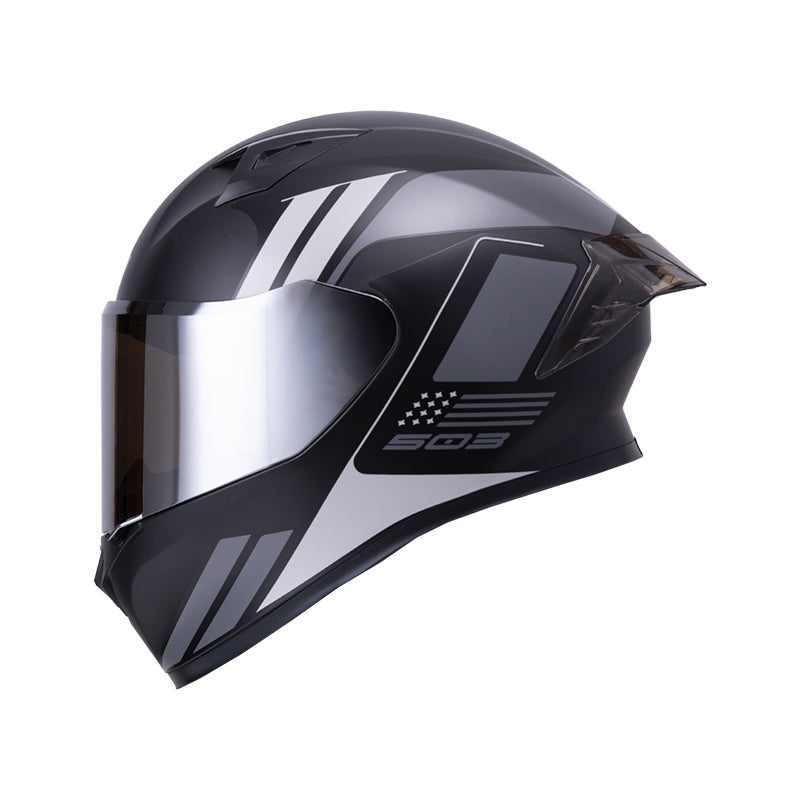CASCO ICH-503 NEZA MATE NEGRO GRIS VISOR PLATA – American Motos