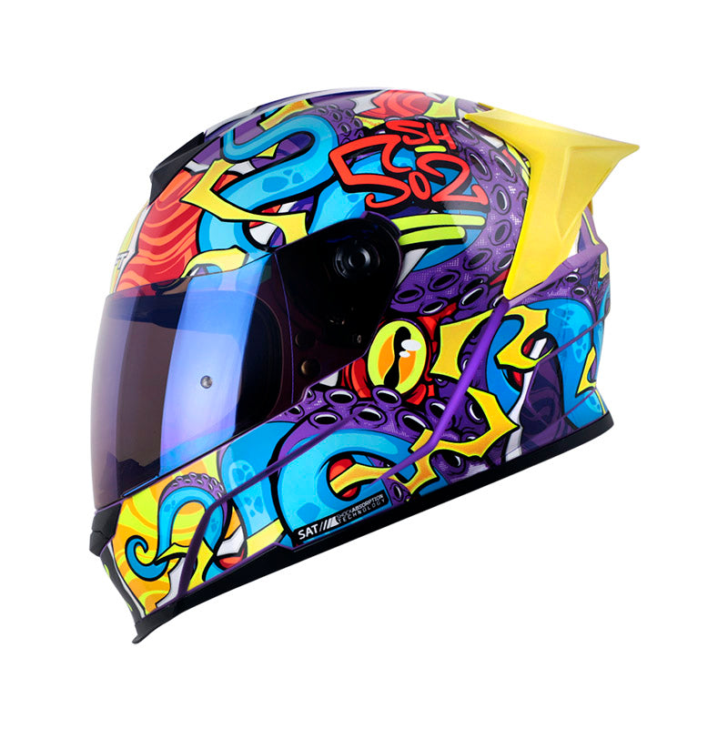 CASCO SHAFT SH-502 SURREALIS MORADO AMARILLO VISOR IRIDIUM
