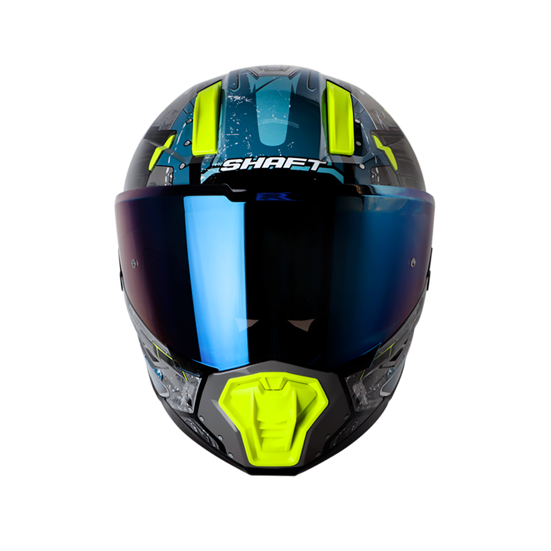 CASCO SHAFT SH-595 OMEGA GRIS AZUL VISOR IRIDIUM AZUL