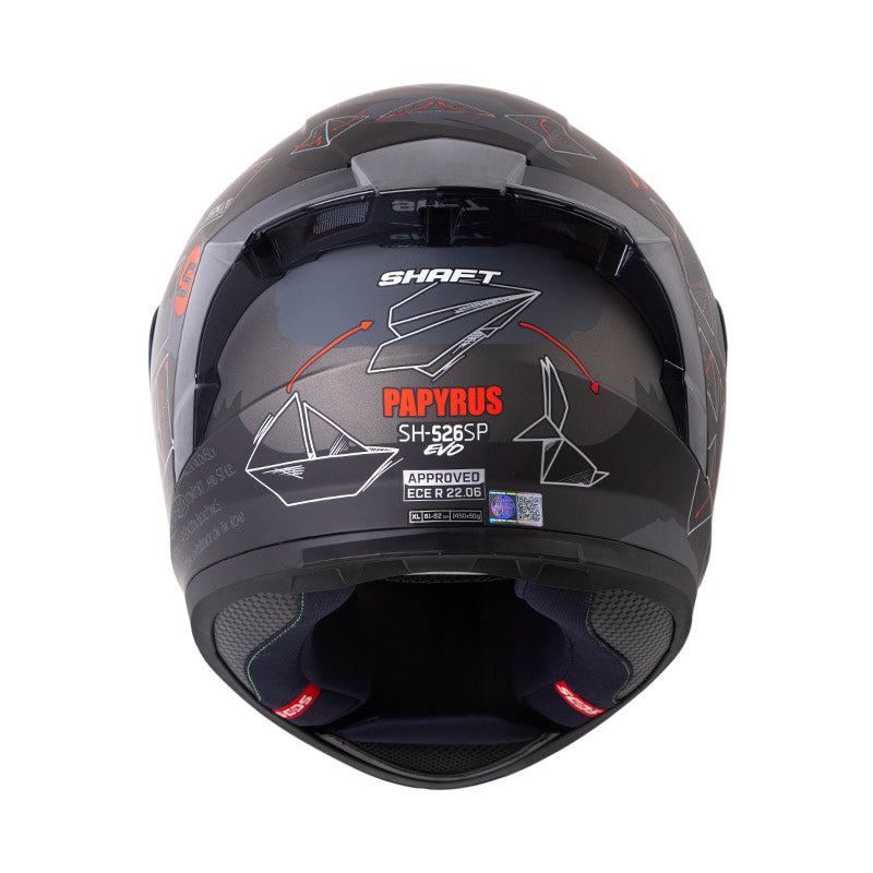 CASCO SHAFT SH-526SP EVO PAPYRUS MATE GRIS OSCURO ROJO
