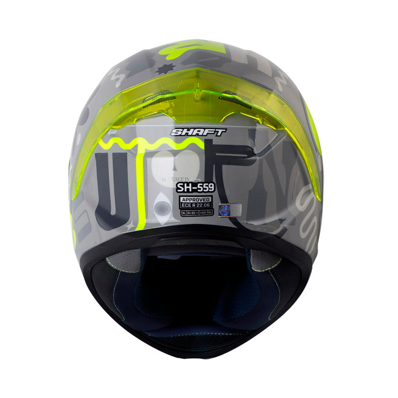 CASCO SHAFT SH-559 U TURN GRIS AMARILLO NEON VISOR HUMO