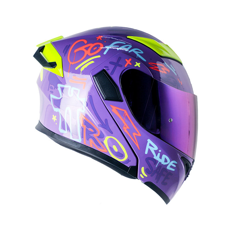 CASCO HRO HRO-3400DV EVO DESTROY MORADO AMARILLO NEON IRIDIUM