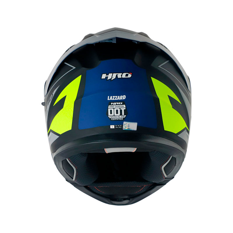 CASCO HRO 3440 DV LAZZAR MATE NEGRO AZUL NAVI VISOR IRIDIUM
