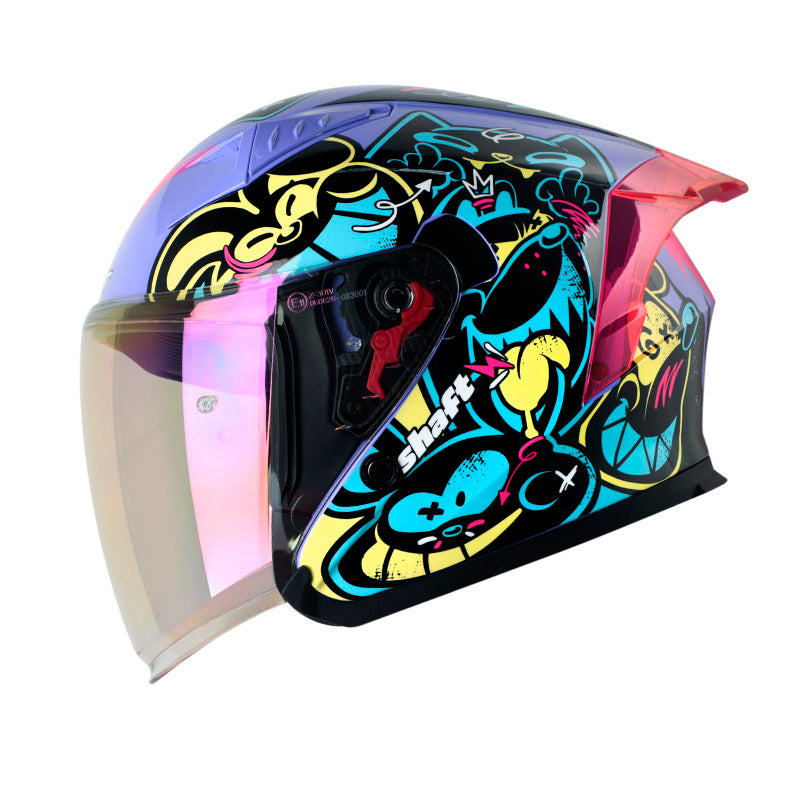 CASCO SHAFT SH-226GT ANYMANIAC MORADO CLARO AZUL IRIDIUM