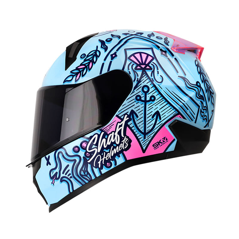 CASCO SHAFT SH-560 MARINE AZUL FUCSIA NEON VISOR HUMO – American