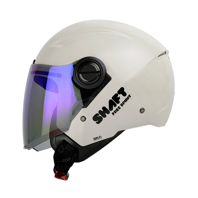 CASCO SHAFT SH-212 SOLID BLANCO PERLA NEGRO VISOR AZUL