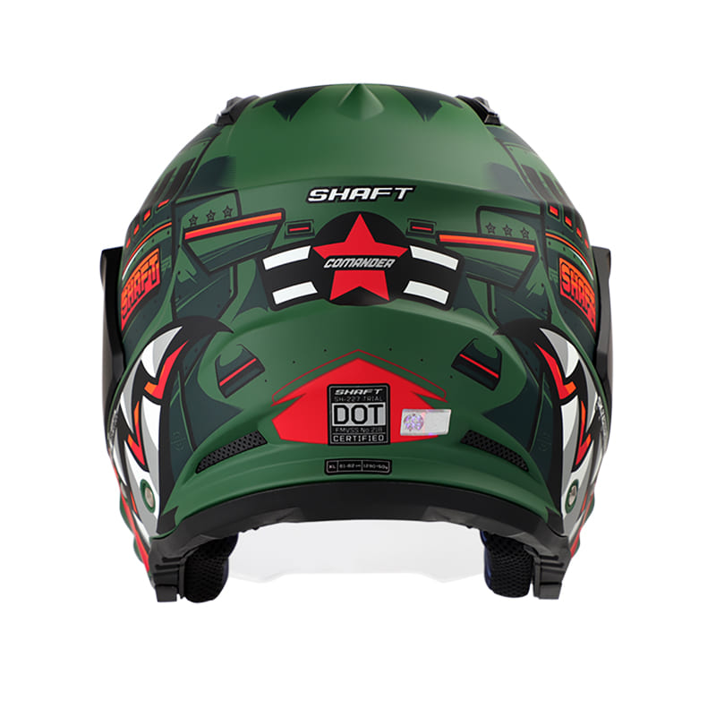 CASCO SHAFT SH-227 TRIAL COMANDER VERDE MILITAR NARANJA NEON