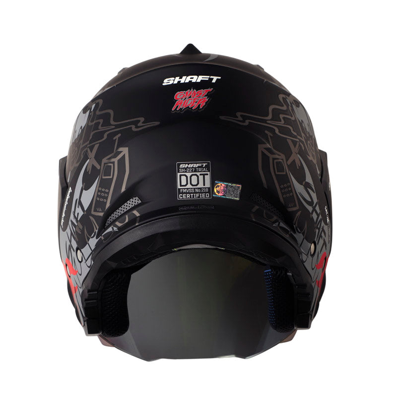 CASCO SHAFT SH-227 TRIAL GHOST RIDER MATE NEGRO ROJO VISOR