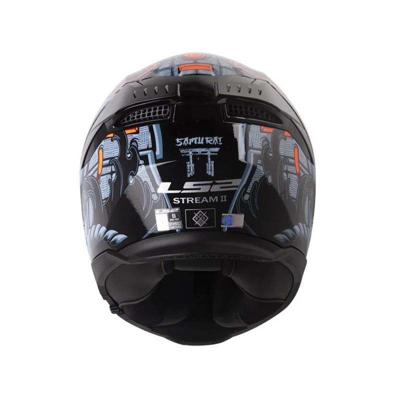 CASCO LS2 FF808 STREAM II SAMURAI GRIS AZUL VISOR REVO