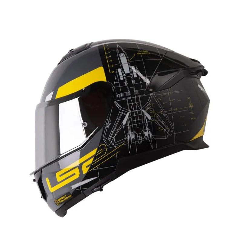 CASCO LS2 FF808 STREAM II AIR FORCE GRIS OSCURO AMARILLO
