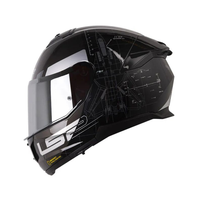 CASCO LS2 FF808 STREAM II AIR FORCE GRIS OSCURO NEGRO