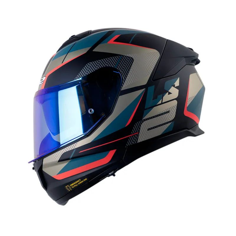 Casco Moto Integrale LS2 STREAM II | Taglia L | Nero Blu | Omologato ECE 22.06 | Doppia Visiera - Foto 11