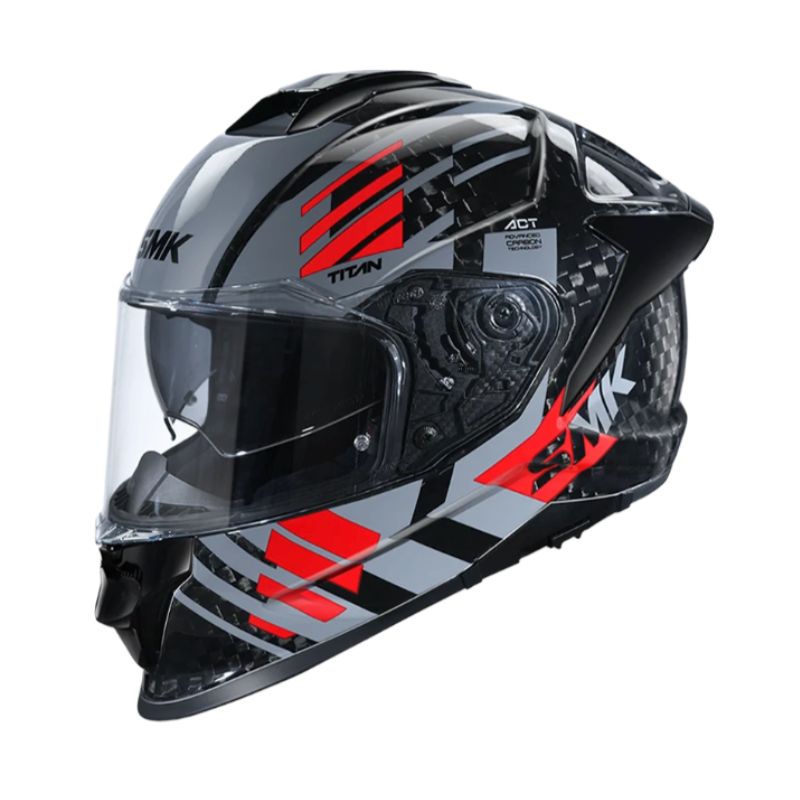 CASCO SMK TITAN CARBON T-RACE GRIS ROJO