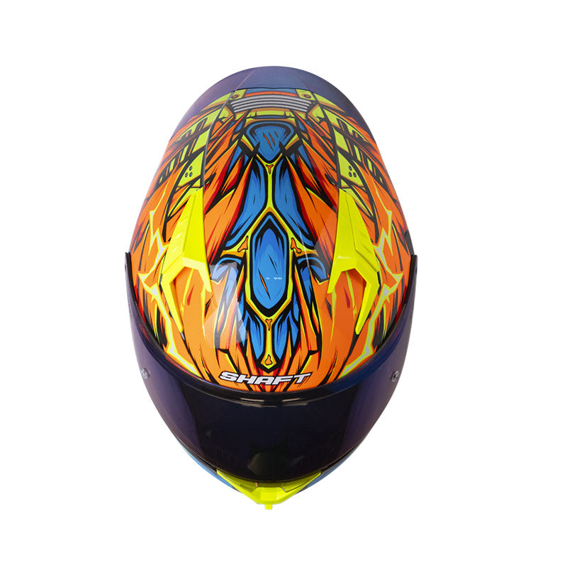 CASCO SHAFT SH-526SP EVO ARMORED NARANJA NEON AZUL IRIDIUM