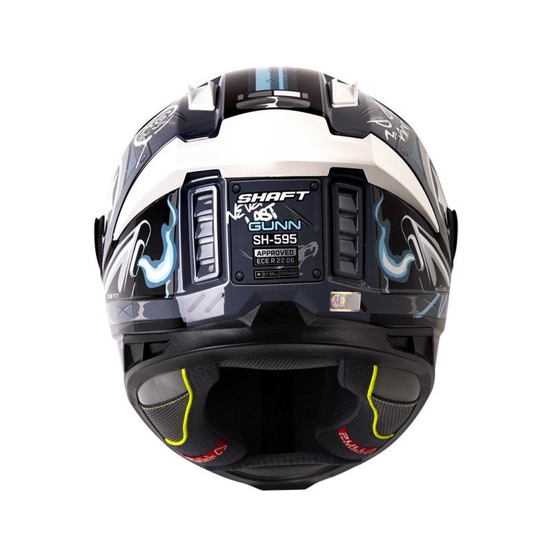 CASCO SHAFT SH-595 GUNN GRIS OSCURO AZUL VISOR IRIDIUM ROJO