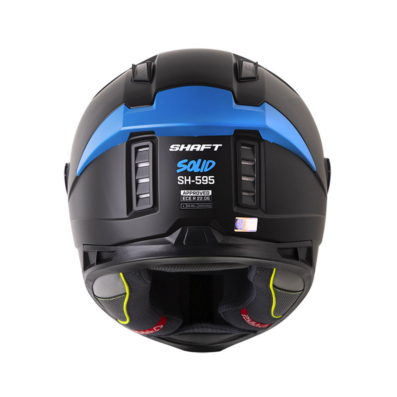 CASCO SHAFT SH-595 SOLID MATE NEGRO AZUL VISOR IRIDIUM AZUL