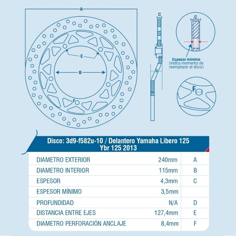 DISCO DE FRENO ICHIMAX DELANTERO LIBERO125 YBR125 13
