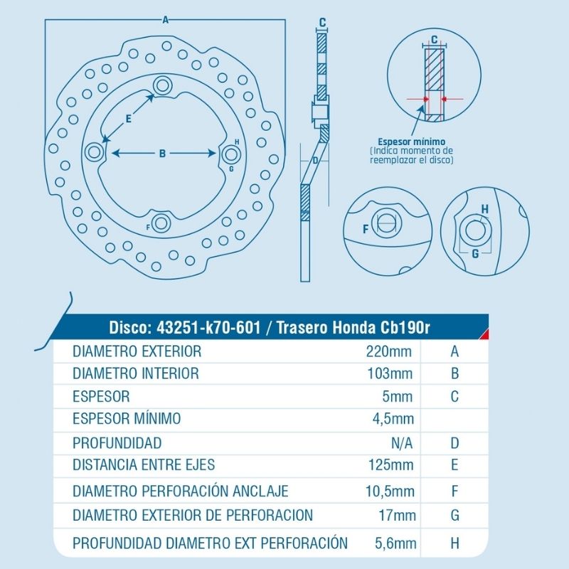 DISCO DE FRENO ICHIMAX TRASERO CB190R