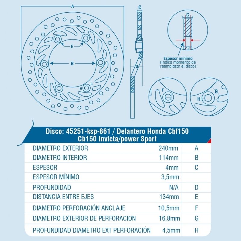 DISCO DE FRENO ICHIMAX DELANTERO CBF150 CB150 INVICTA