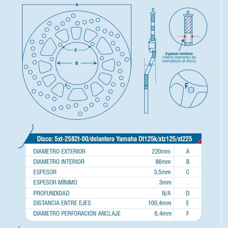 DISCO DE FRENO ICHIMAX DELANTERO DT125K/XTZ125/XT225