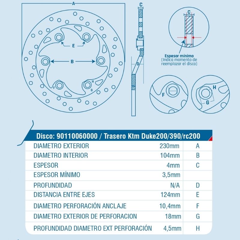 DISCO DE FRENO ICHIMAX TRASERO DUKE200/390/RC200
