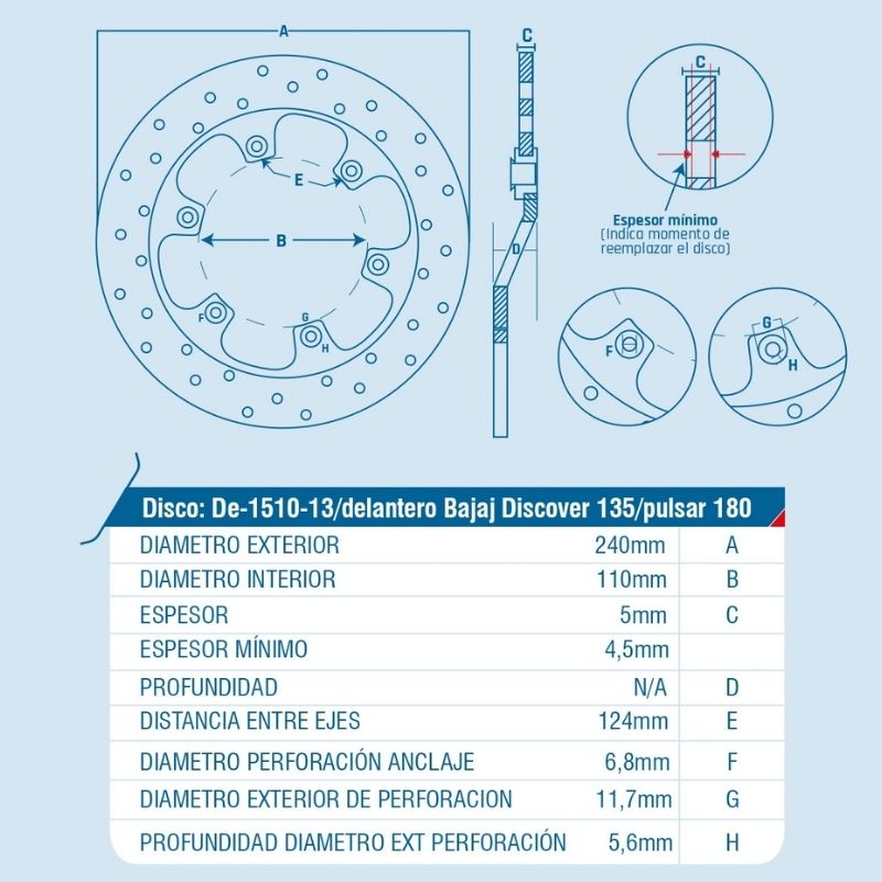 DISCO DE FRENO ICHIMAX DELANTERO DISCOVER135 PULSAR180