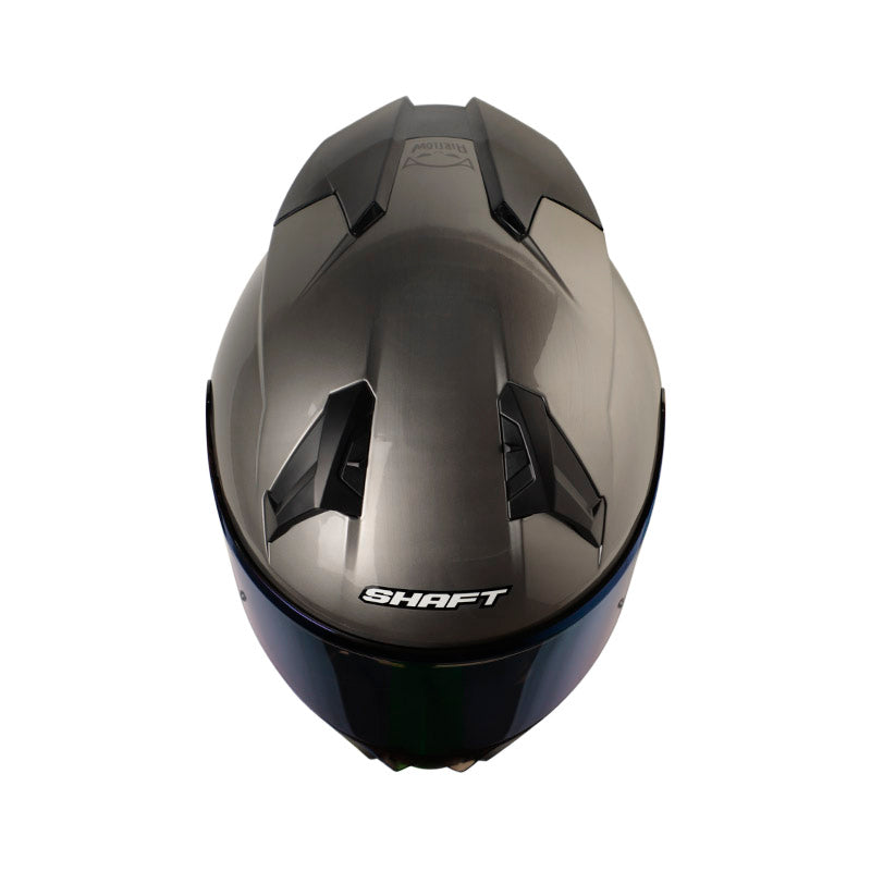 CASCO SHAFT SH-560 EVO SOLID GRIS METAL NEGRO VISOR IRIDIUM AZUL