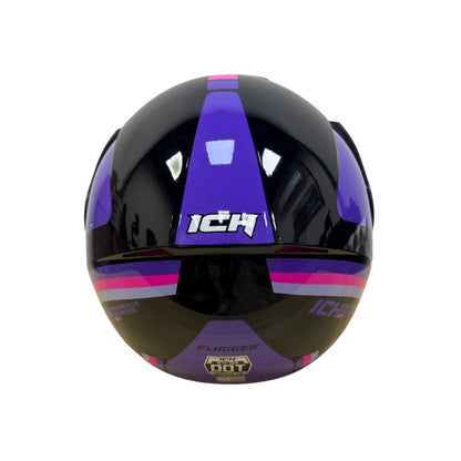 CASCO ICH ICH-102 FLAGGER NEGRO FUCSIA VISOR HUMO