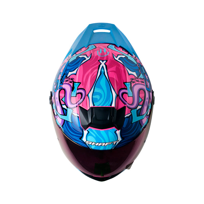 CASCO SHAFT SH-502 SURREALIS FUCSIA AZUL CANDY VISOR IRIDIUM