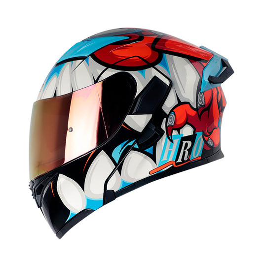 CASCO HRO HRO-3400DV EVO BAD BUNNY NARANJA NEON AZUL IRIDIUM