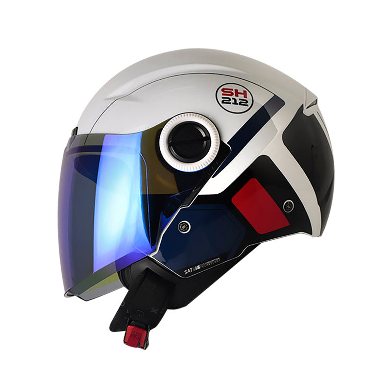 CASCO SHAFT SH-212 FUTURA BLANCO ROJO VISOR IRIDIUM