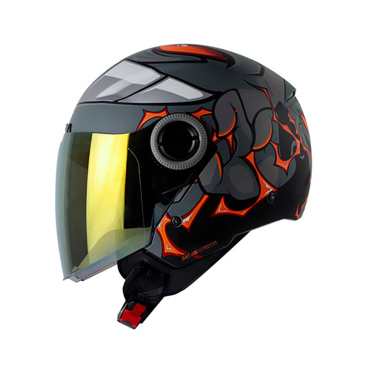 CASCO SHAFT SH-212 SPECTRE MATE GRIS NARANJA VISOR PLATA