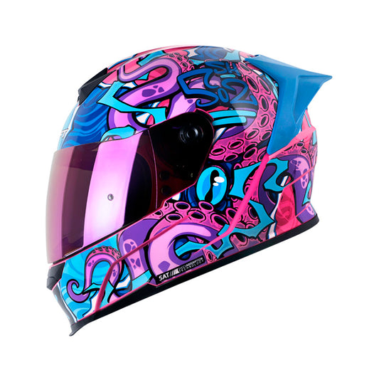 CASCO SHAFT SH-502 SURREALIS FUCSIA AZUL CANDY VISOR IRIDIUM