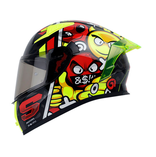CASCO SHAFT SH-526SP MOJIS NEGRO ROJO VISOR HUMO