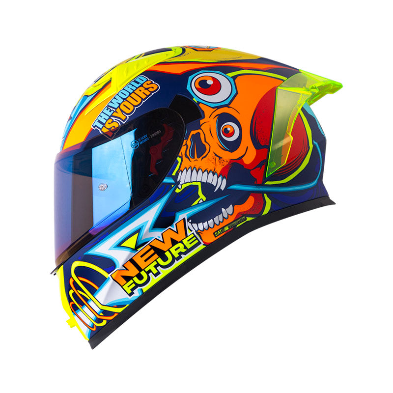CASCO SHAFT SH-526SP EVO LUCKY MATE AZUL OSCURO NARANJA NEON