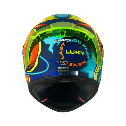 CASCO SHAFT SH-526SP EVO LUCKY MATE AZUL OSCURO NARANJA NEON