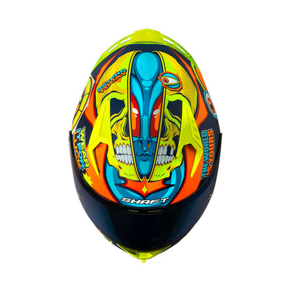 CASCO SHAFT SH-526SP EVO LUCKY MATE AZUL OSCURO NARANJA NEON