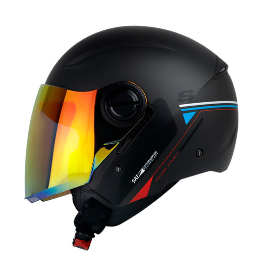 CASCO SHAFT SH-212 PURE NEGRO ROJO VISOR HUMO