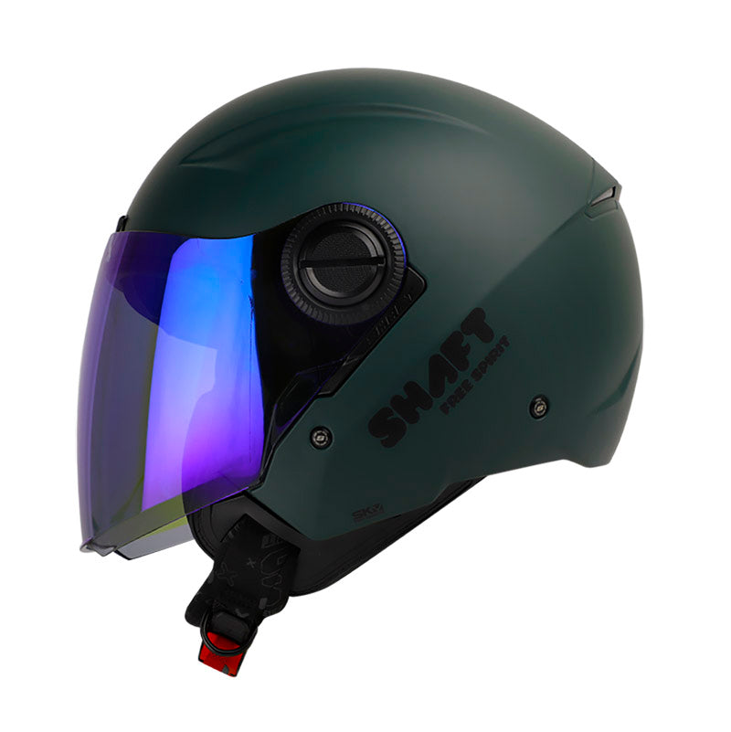 CASCO SHAFT SH-212 SOLID VERDE MILITAR NEGRO VISOR HUMO