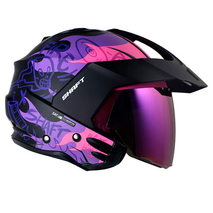 CASCO SHAFT SH-227 TRIAL GHOST RIDER MATE NEGRO FUCSIA VISOR