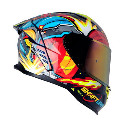CASCO SHAFT SH-598GTR SPACE INVADER AZUL METAL VISOR REVO